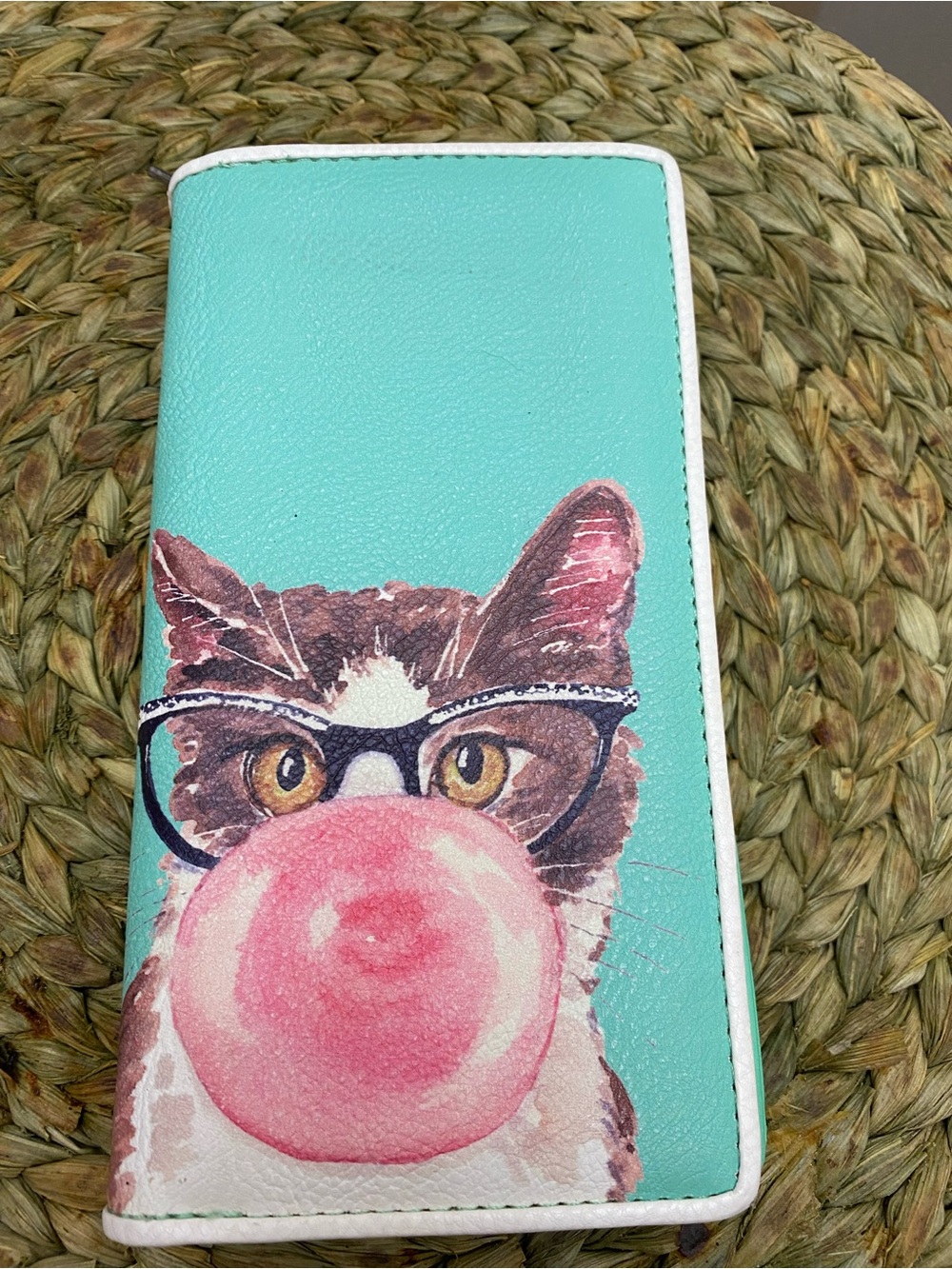 Cat Bubblegum Teal Wallet - Pets Cat Accessory